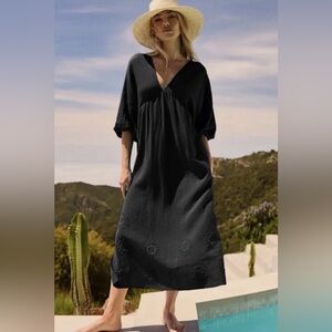 🌴Trina Turk Black Serena Maxi Swim Coverup S M Resort * *🌴